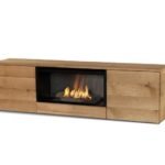 meuble tv bois design avec cheminée éthanol intégrée bioartconcept planika pure flame